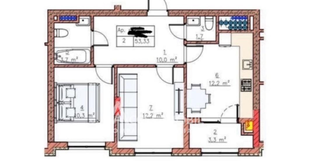 Exfactor! Кодру, ул. Скиноаса Вале, 2 комнаты! Белый вариант!: 5