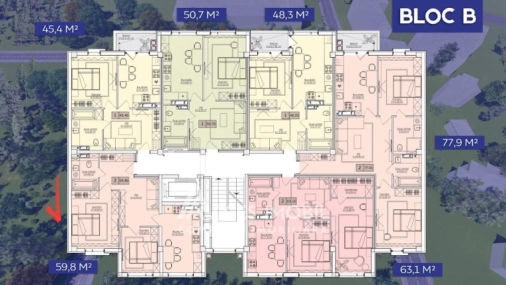 ESTATE BellaVista! str. Durlești, Dumbrava, 2 camere + living. Varianta albă!: 8