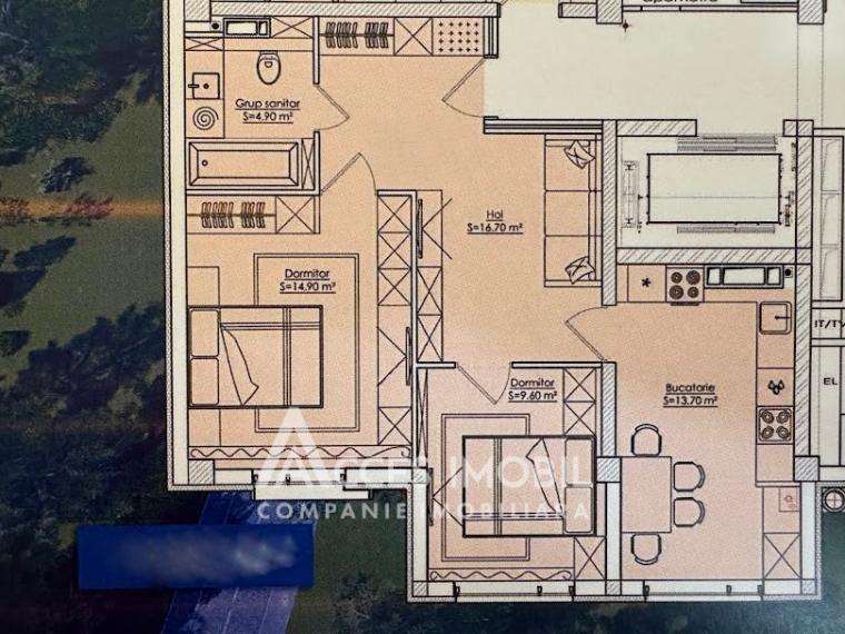 ESTATE BellaVista! str. Durlești, Dumbrava, 2 camere + living. Varianta albă!: 9