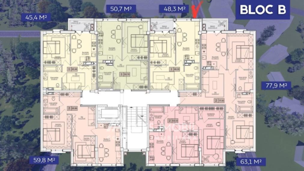 ESTATE BellaVista! Durlesti street, Dumbrava, 1 rooms + living. White version!: 8