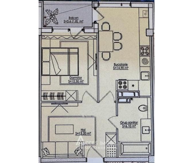 ESTATE BellaVista! Durlesti street, Dumbrava, 1 rooms + living. White version!: 9