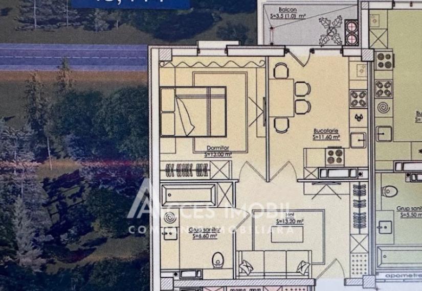 ESTATE BellaVista! str. Durlești, Dumbrava, 1 cameră + living. Varianta albă!: 6