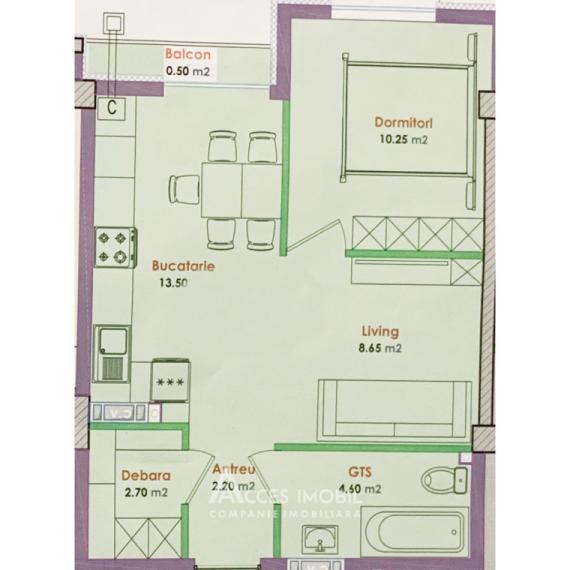 Nicons! Bloc Nou! Durlești, str. Cartușa, 1 cameră + living. Variantă albă!: 1