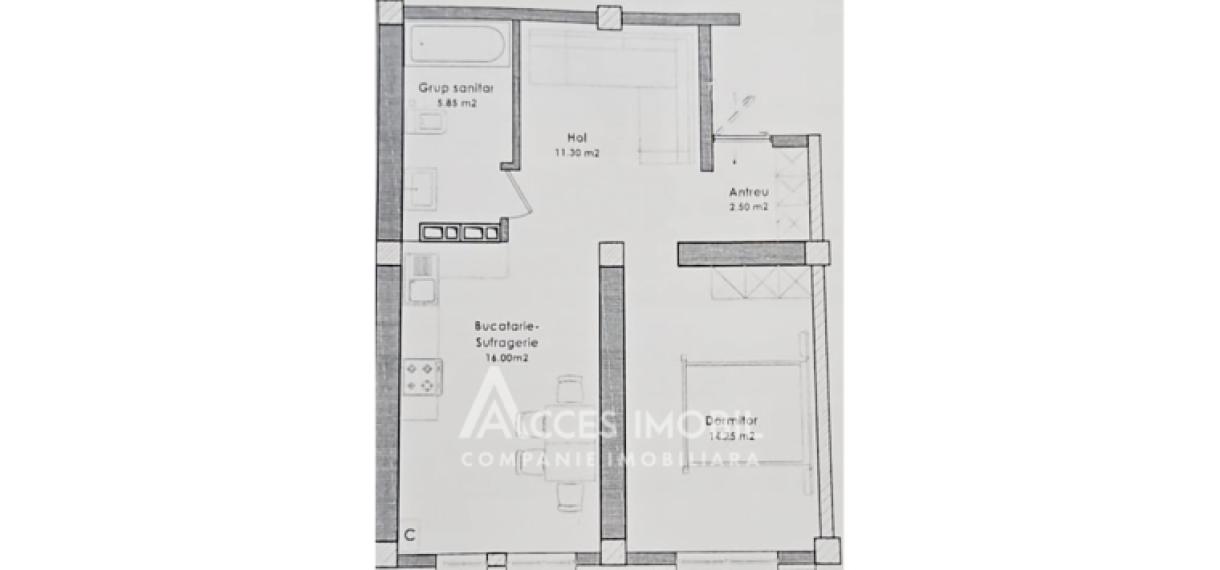 Nicons! Bloc Nou! Durlești, str. Cartușa, 1 cameră + living. Variantă albă!: 14