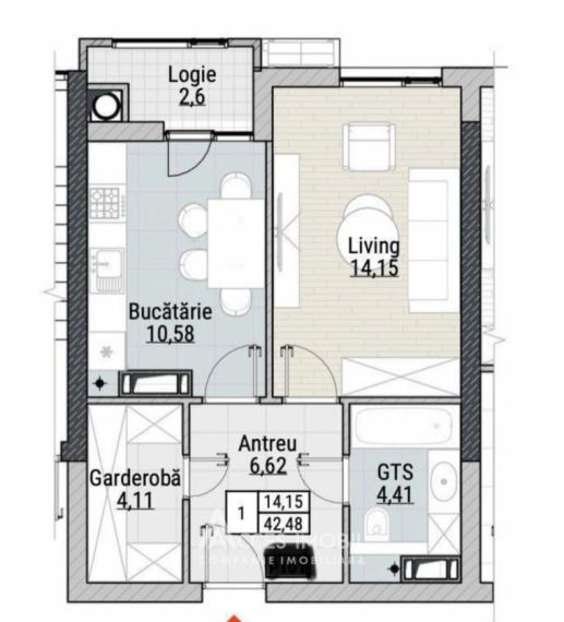 Bloc nou! Durlești, str. Nicolae  Dimo, 1 cameră. Variantă Albă!: 3