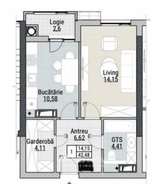 Bloc nou! Durlești, str. Nicolae  Dimo, 1 cameră. Variantă Albă!: 3