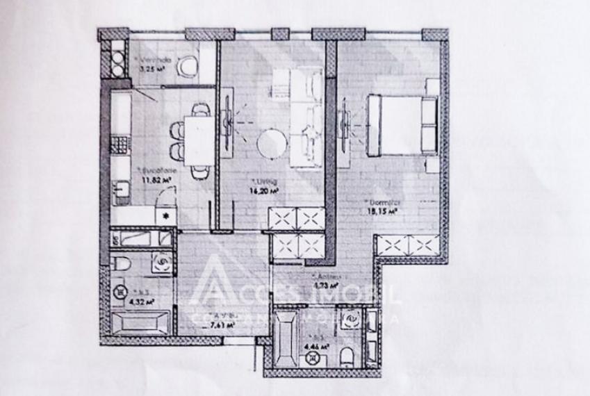 SMART HOME! Lagmar!  Râșcani, str. Tudor Vladimirescu, 2 camere + living. Variantă albă!: 1