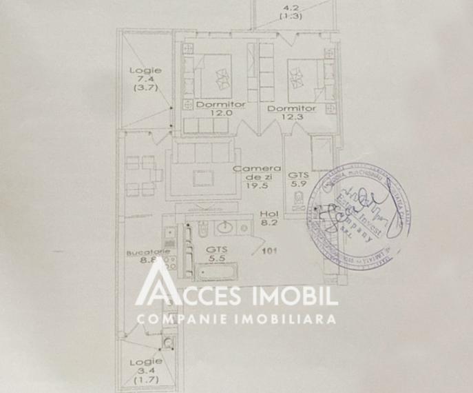 ESTATE BellaVista! str. Durlești, Dumbrava, 2 camere + living. Varianta albă!: 4