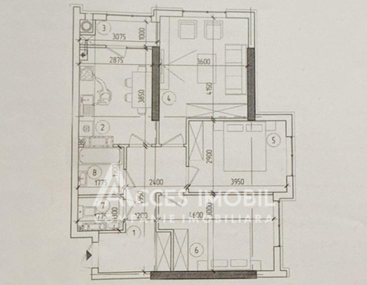 Новострой! Дурлешты, ул.  Николае Димо, 3 комнаты. Белый вариант!: 6