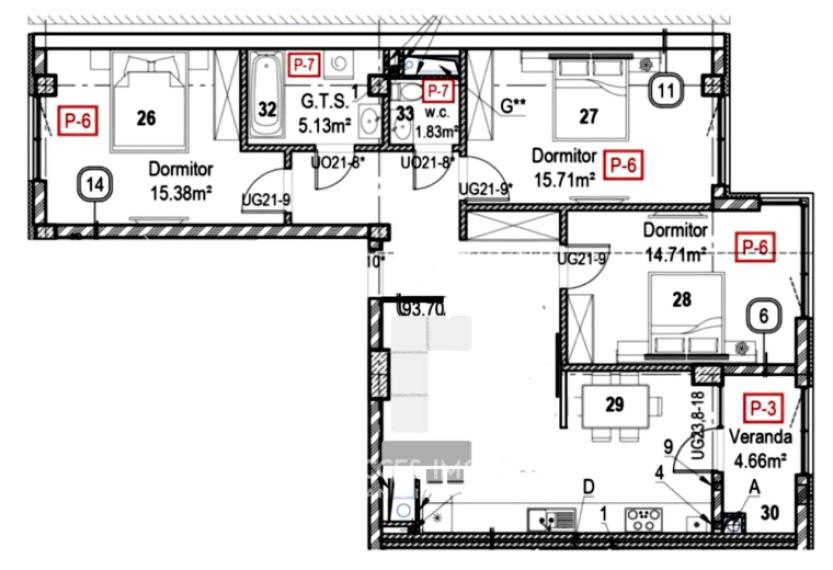 Bloc Nou! str. Tudor Vladimirescu, Râșcani, 3 camere + living. Variantă albă!: 3