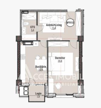 Bloc Nou! Durlești, str. N. Dimo, 1 cameră + living. Variantă albă!: 2