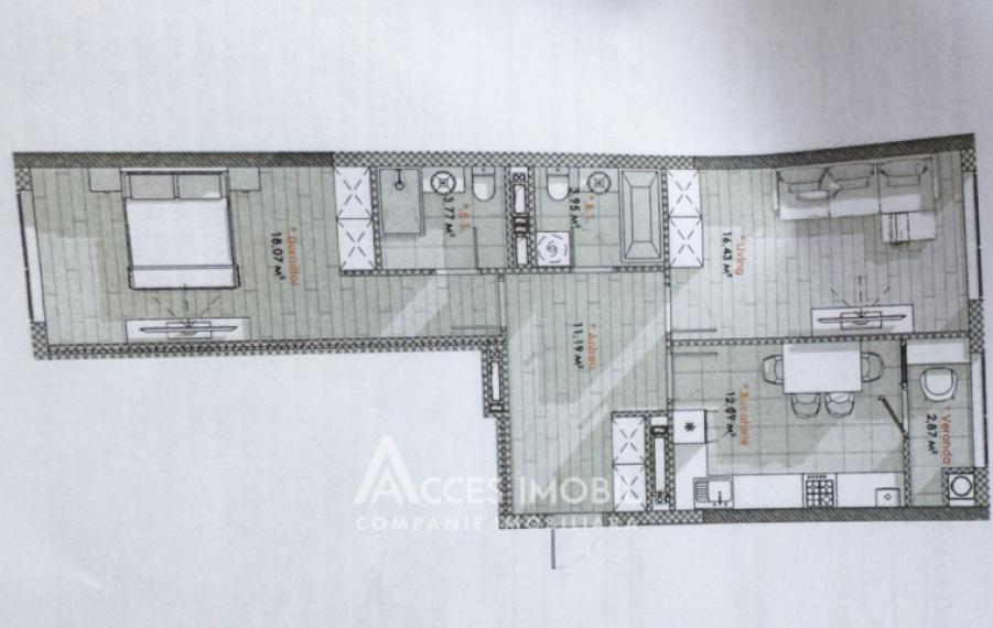 Lagmar! Cartierul rezidențial SOLARIS! Telecentru, șos. Hâncești, 2 camere! Varianta Albă!: 3