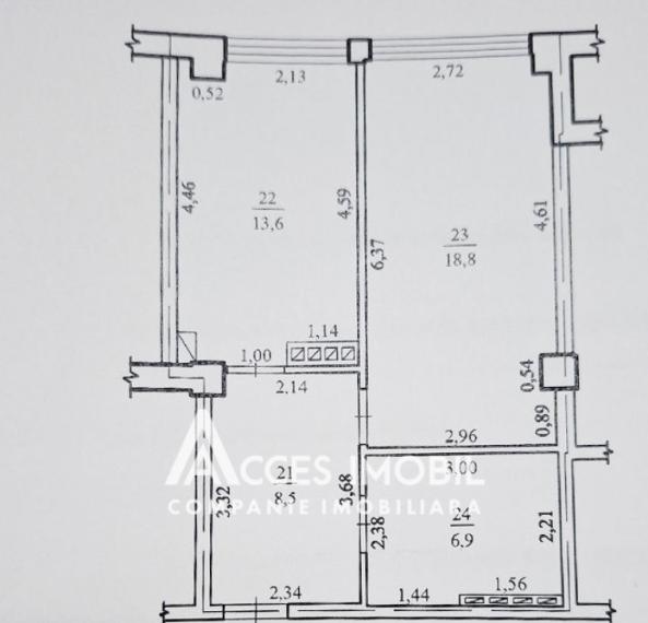 Inamstro! Buiucani, str. Calea Ieșilor, 1 cameră + living. Variantă albă!: 2