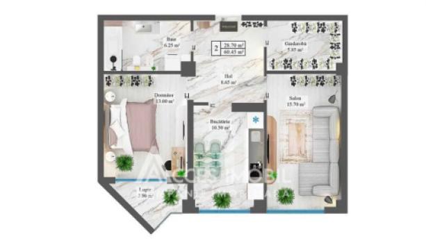 Inamstro! ул. Джинта Латинэ, Чеканы, 2 комнаты. Белый Вариант!: 4