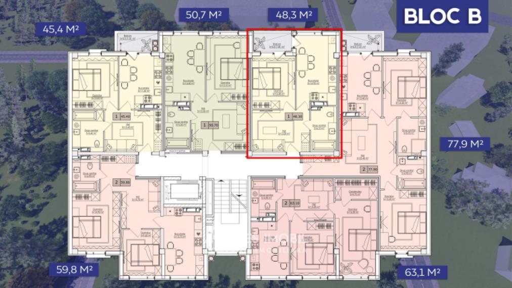 ESTATE BellaVista! str. Durlești, Dumbrava, 1 cameră + living. Varianta albă!: 4