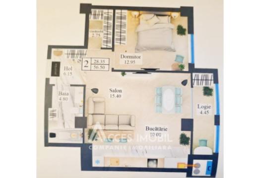 Newton House! Ботаника, ул. Грэдина Ботаникэ, 1 комнатa. Белый Вариант!: 8