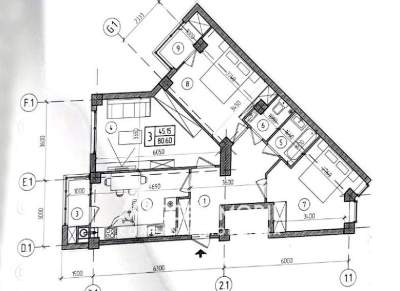 SkyHouse! Ботаника, ул. Бачой Ной, 3 комнаты + гостиная! Белый вариант!: 3