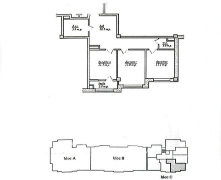 Poliprim-Grup! Durlești, str. Nicolae Dimo, 2 camere + living. Variantă albă!: 3