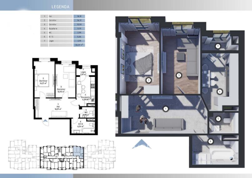 Poliprim-Grup! Durlești, str. Nicolae Dimo, 2 camere + living. Variantă albă!: 4