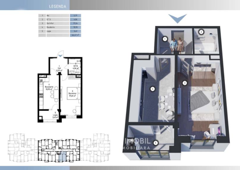 Poliprim-Grup! Durlești, str. Nicolae Dimo, 1 cameră + living. Variantă albă!: 3