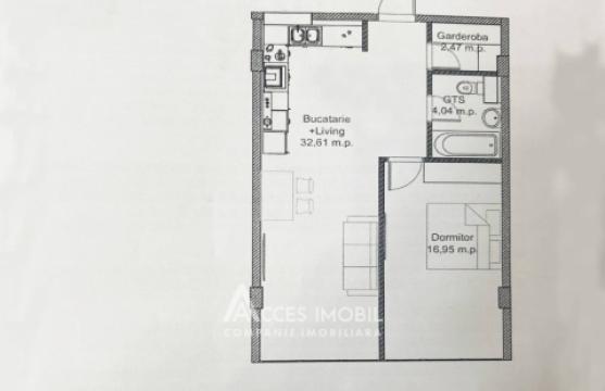 Hora Village! Buiucani, str-la. Bisericii, 1 cameră + living. Variantă albă!: 2