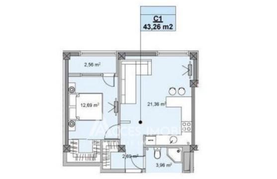 Kirsan! Botanica, str. Sarmizegetusa, 1 cameră + living. Variantă Albă!: 6