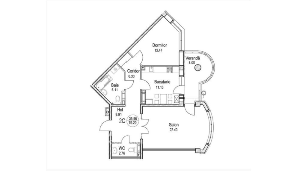 Reconscivil! Botanica, str. Nikolai Zelinski, 2 camere + living. Euroreparație!: 16
