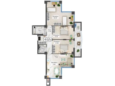 Newton House! Botanica, Gradina Botanica street, 3 rooms + living. White Version!: 5