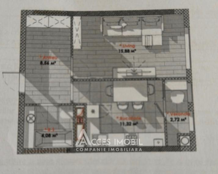 Lagmar! Bloc Nou! Telecentru, șos. Hâncești, 1 cameră + living. Variantă albă!: 4