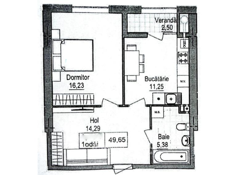 Lagmar! str. Ceucari, Poșta Veche, 1 cameră + living. Variantă albă!: 1