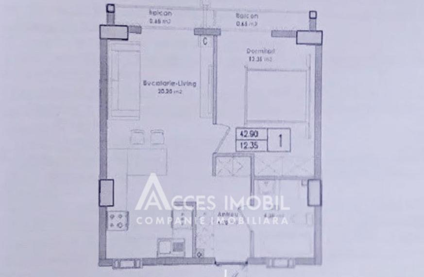 Bloc Nou! Durlești, str. Cartușa, 1 cameră. Variantă albă!: 2