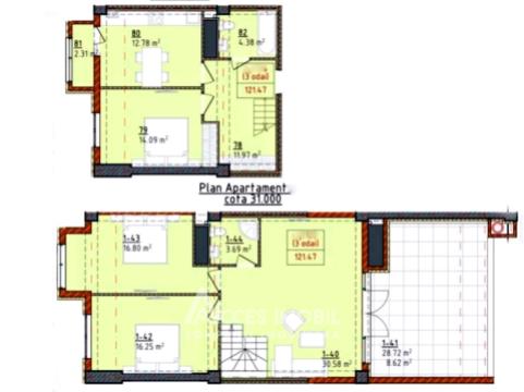 Lagmar Cluj! Penthouse! str. Ceucari, Poșta Veche, 3 camere + living. Variantă albă!: 8