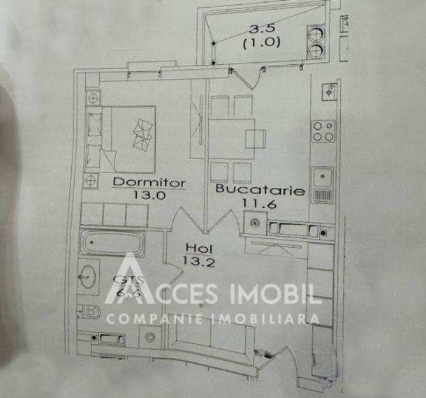 ESTATE BellaVista! str. Durlești, Dumbrava, 1 cameră + living. Varianta albă!: 7