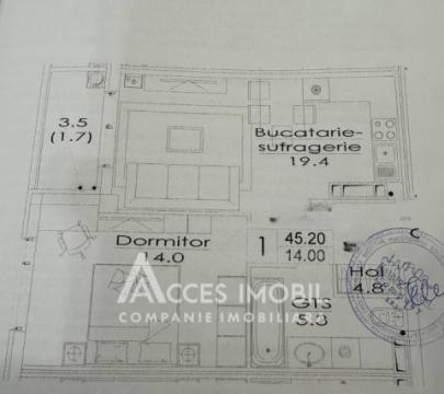 ESTATE BellaVista! str. Durlești, Dumbrava, 1 cameră + living. Varianta albă!: 5
