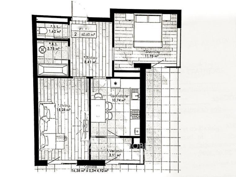 SMART HOME! Lagmar!  Râșcani, str. Calea Moșilor, 2 camere + living. Variantă albă! + Terasă (16m2)!: 1