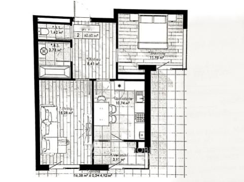 SMART HOME! Lagmar!  Râșcani, str. Calea Moșilor, 2 camere + living. Variantă albă! + Terasă (16m2)!: 1