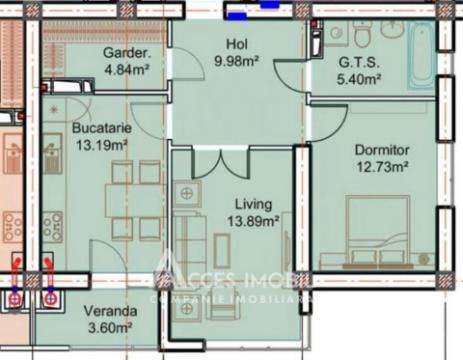 Astercon! Dumbrava, str. Durlești, 2 camere + living. Variantă albă!: 5