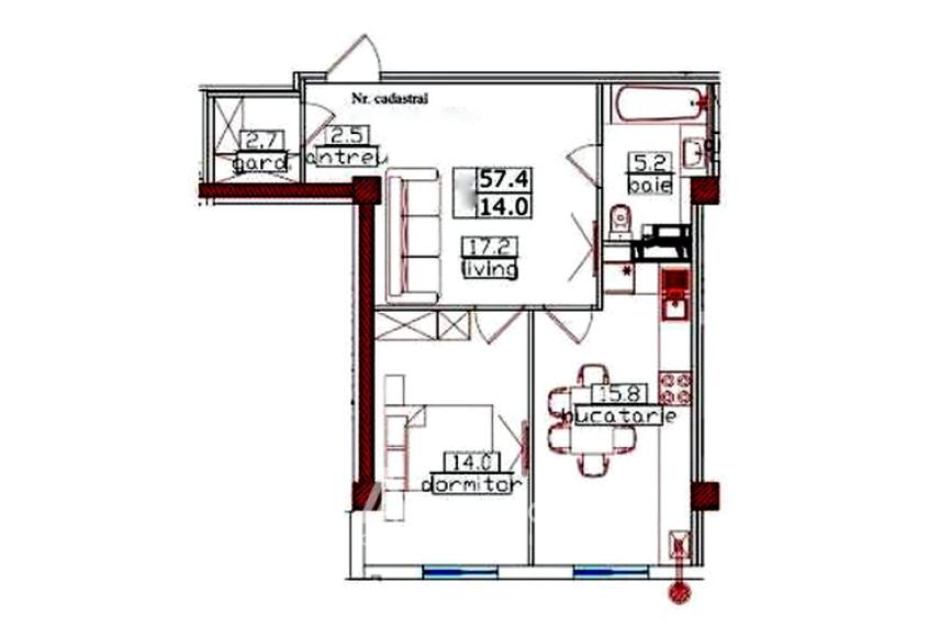 Estate invest! Ciocana, str. Bucovina, 1 cameră + living. Variantă albă!: 1
