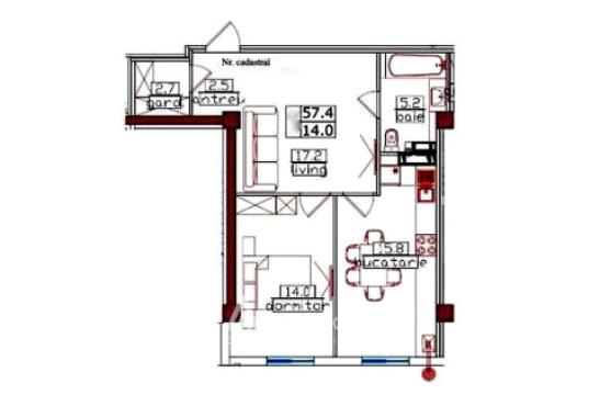 Estate invest! Ciocana, str. Bucovina, 1 cameră + living. Variantă albă!: 1