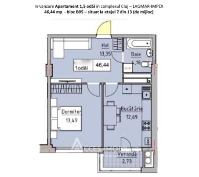 Lagmar! str. Ceucari, Poșta Veche, 1 cameră + living. Variantă albă!: 1