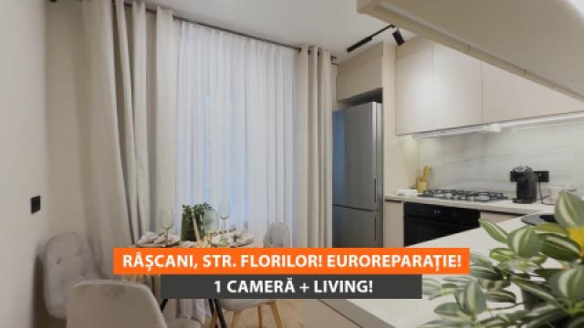 Râșcani, str. Florilor, 1 cameră + living! Euroreparație! De mijloc!: 0