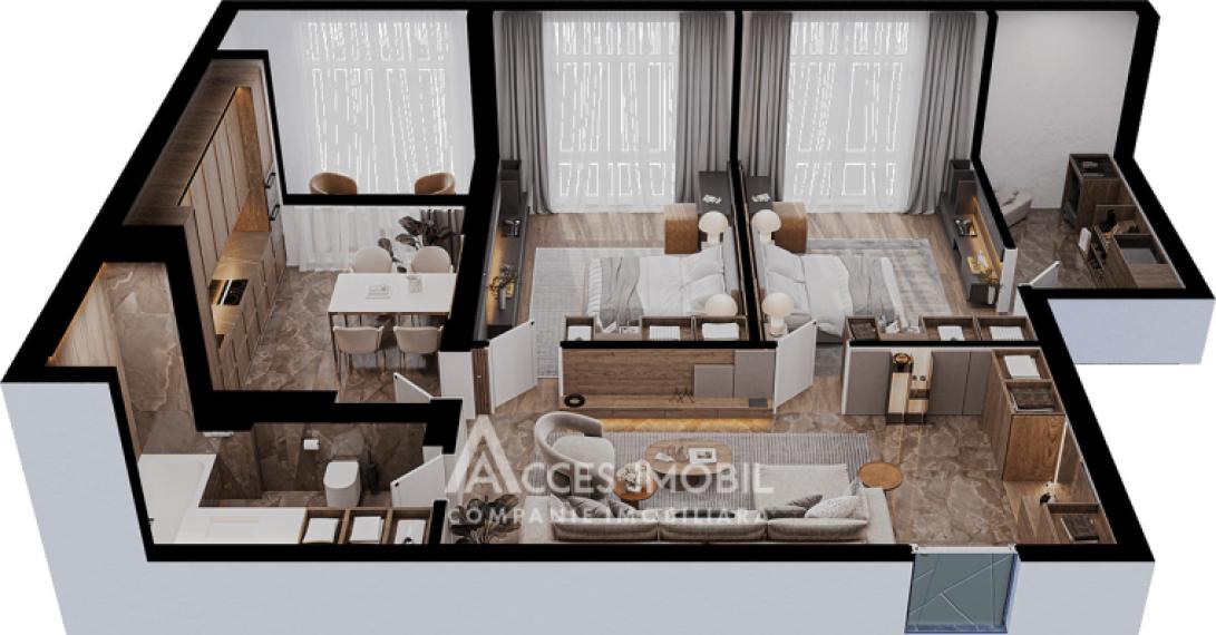 Bloc Nou! Durlești, str. Regina Elizabeta, 2 camere + living. Variantă albă!: 1