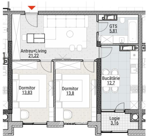 Bloc Nou! Durlești, str. Regina Elizabeta, 2 camere + living. Variantă albă!: 2