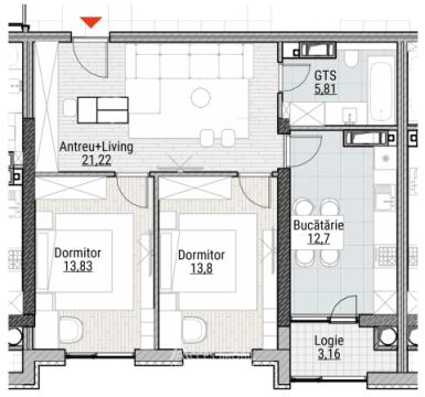 Bloc Nou! Durlești, str. Regina Elizabeta, 2 camere + living. Variantă albă!: 2
