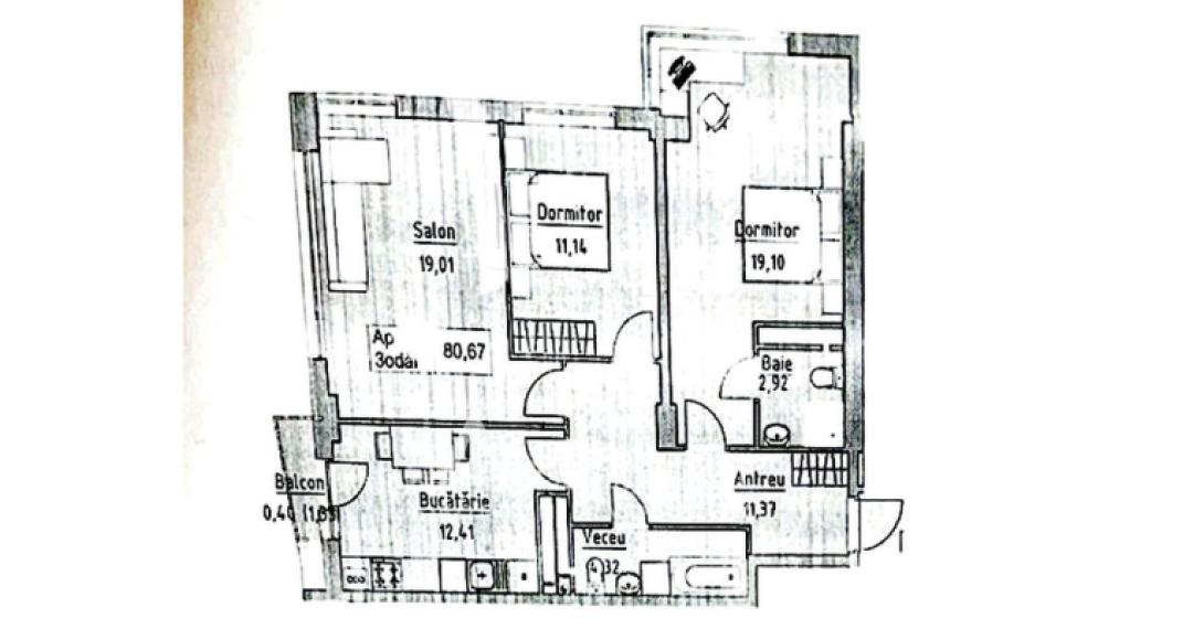 Lagmar! str. Ceucari , Poșta Veche, 3 camere. Variantă albă!: 1