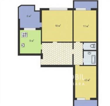 Центр, ул. Албишоара, 3 комнаты + гостиная. 143 Серия! Cередина дома! Белый вариант!: 1