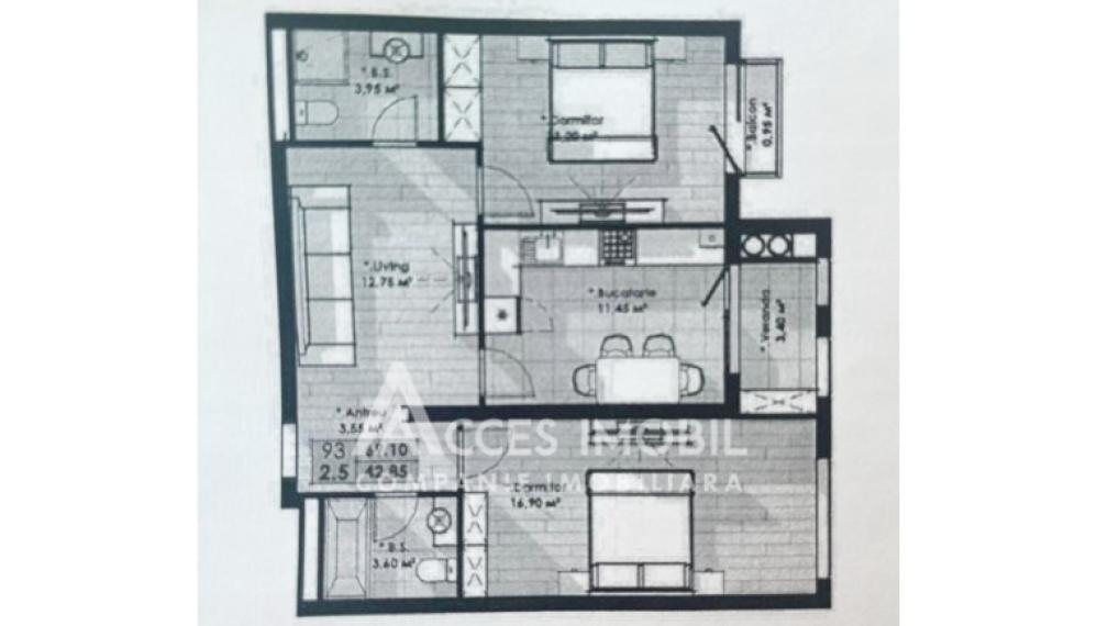 Lagmar! Râșcani, str. Cornești, 2 camere + living. Variantă albă!: 11