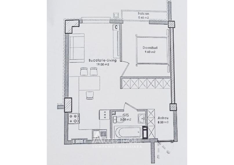 Nicons! Bloc Nou! Durlești, str. Cartușa, 1 cameră + living. Variantă albă!: 2