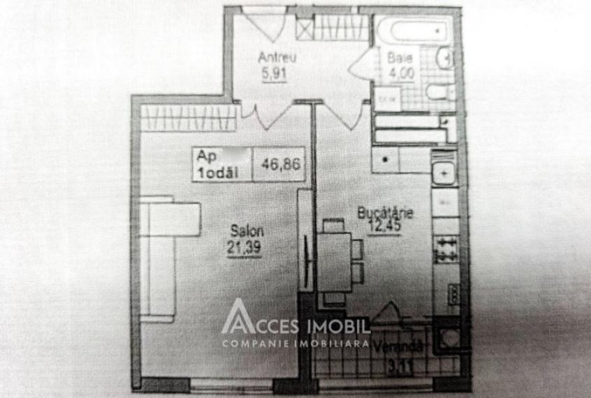 Lagmar! str. Ceucari, Poșta Veche, 1 cameră + living. Variantă albă!: 1