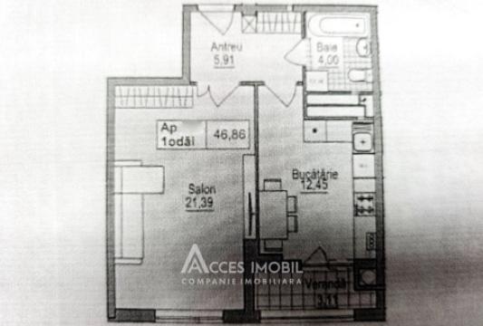 Lagmar! str. Ceucari, Poșta Veche, 1 cameră + living. Variantă albă!: 1